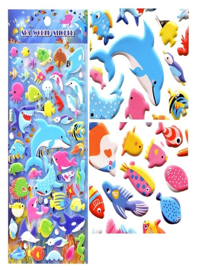 SAMVARDHAN Sea World Theme Puffy Sticker Set for Kids -Ocean Animal Stickers Sheets | 3D Raised Stickers for Scrapbooking, DIY Crafts, Reward Charts, Party Favors, and School Projects, Pack of 10 - Image 3